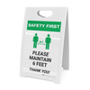 Safety First: Please Maintain 6 Feet with Icon Portrait - A-Frame Sign