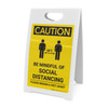 Caution: Be Mindful of Social Distancing with Icon Portrait - A-Frame Sign Caution: Be Mindful of Social Distancing with Icon Portrait - A-Frame Sign