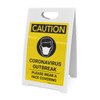 Caution: Coronavirus Outbreak Please Wear Face Coverings with Icon Portrait - A-Frame Sign Caution: Coronavirus Outbreak Please Wear Face Coverings with Icon Portrait - A-Frame Sign