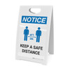 Notice: Keep Distance Maintain 6ft with Icon Portrait - A-Frame Sign
