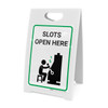 Slots Open Here with Icon - A-Frame Sign