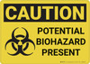 Caution: Potential Biohazard Present With Graphic - Wall Sign Caution: Potential Biohazard Present With Graphic - Wall Sign