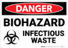 Danger: Biohazard Infectious Waste - Wall Sign Danger: Biohazard Infectious Waste - Wall Sign