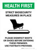 Health First: Strict Biosecurity Measures In Place with Icon Portrait - Wall Sign Health First: Strict Biosecurity Measures In Place with Icon Portrait - Wall Sign