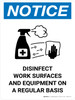 Notice: Disinfect Work Surfaces with Icon Portrait - Wall Sign