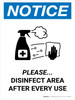 Notice: Please Disinfect Area with Icon Portrait - Wall Sign Notice: Please Disinfect Area with Icon Portrait - Wall Sign