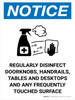 Notice: Regularly Disinfect Surfaces with Icon Portrait - Wall Sign