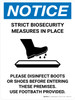 Notice: Strict Biosecurity Measures In Place with Icon Portrait - Wall Sign Notice: Strict Biosecurity Measures In Place with Icon Portrait - Wall Sign
