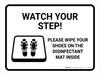 Watch Your Step Please Wipe Shoes with Icon Landscape - Wall Sign Watch Your Step Please Wipe Shoes with Icon Landscape - Wall Sign