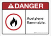 Danger: Acetylene Flammable ANSI - Wall Sign Danger: Acetylene Flammable ANSI - Wall Sign