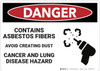 Danger: Asbestos Fibers Avoid Creating Dust - Wall Sign Danger: Asbestos Fibers Avoid Creating Dust - Wall Sign