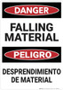 Danger: Bilingual Falling Material - Wall Sign