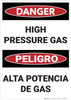 Danger: Bilingual High Pressure Gas - Wall Sign