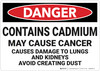 Danger: Contains Cadmium - Wall Sign