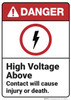 Danger: High Voltage Above - Wall Sign