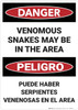 Danger: Venomous Snakes May Be In Area Bilingual - Wall Sign Danger: Venomous Snakes May Be In Area Bilingual - Wall Sign
