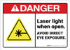 Danger: Laser Light When Open - Wall Sign Danger: Laser Light When Open - Wall Sign