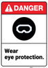 Danger: Ppe Wear Eye Protection ANSI - Wall Sign