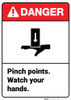 Danger: Warning Pinch Points Watch Hands Vertical ANSI - Wall Sign Danger: Warning Pinch Points Watch Hands Vertical ANSI - Wall Sign