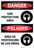 Danger: PPE Ear Protection Area Bilingual - Wall Sign