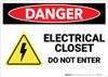 Danger: Electrical Closet Do Not Enter With Graphic - Wall Sign Danger: Electrical Closet Do Not Enter With Graphic - Wall Sign