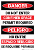 Danger: Do Not Enter Confined Space Bilingual - Wall Sign Danger: Do Not Enter Confined Space Bilingual - Wall Sign