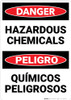 Danger: Hazardous Chemicals Bilingual Spanish - Wall Sign