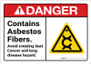 Danger: Asbestos Fibers Avoid Creating Dust Cancer Lung Hazard ANSI - Wall Sign