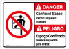 Danger: Confined Space Permit Required To Enter Bilingual Spanish - Wall Sign