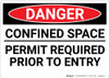 Danger: Confined Space Permit Required Sign - Wall Sign Danger: Confined Space Permit Required Sign - Wall Sign