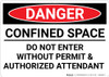 Danger: Do Not Enter Without Permit and Authorized Attendant - Wall Sign Danger: Do Not Enter Without Permit and Authorized Attendant - Wall Sign