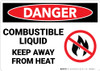 Danger: Flammable Explosive Liquid Keep Away From Heat Sign With Icon - Wall Sign Danger: Flammable Explosive Liquid Keep Away From Heat Sign With Icon - Wall Sign