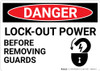 Danger: Lock Out Power - Wall Sign