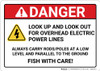 Danger: Look Up Look Out - Wall Sign