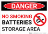 Danger: No Smoking Battery Storage - Wall Sign