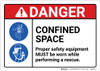 Danger: Confined Space Proper Safety Equipment Must Be Worn ANSI - Wall Sign