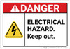 Danger: Electrical Hazard Keep Out ANSI - Wall Sign Danger: Electrical Hazard Keep Out ANSI - Wall Sign