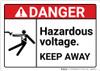 Danger: Hazardous Voltage Keep Away With Icon ANSI - Wall Sign Danger: Hazardous Voltage Keep Away With Icon ANSI - Wall Sign