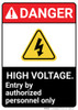 Danger: High Voltage Authorized With Icon ANSI - Wall Sign Danger: High Voltage Authorized With Icon ANSI - Wall Sign