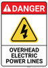 Danger: Overhead Electric Power Lines ANSI - Wall Sign Danger: Overhead Electric Power Lines ANSI - Wall Sign