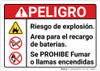 Danger: Explosion Hazard Battery Charging Area Spanish ANSI - Wall Sign