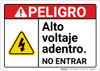 Danger: High Voltage No Entry Spanish ANSI - Wall Sign Danger: High Voltage No Entry Spanish ANSI - Wall Sign
