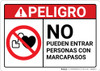 Danger: People with Pacemakers Can Not Enter Spanish ANSI - Wall Sign