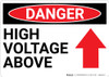 Danger: High Voltage Above With Arrow - Wall Sign