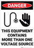 Danger: This Equipment Contains More Than One Voltage Sources with Graphic Portrait - Wall Sign Danger: This Equipment Contains More Than One Voltage Sources with Graphic Portrait - Wall Sign