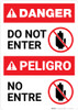Bilingual Do Not Enter Spanish - Portrait Wall Sign Bilingual Do Not Enter Spanish - Portrait Wall Sign