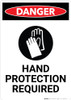 Hand Protection Required with Icon - Portrait Wall Sign Hand Protection Required with Icon - Portrait Wall Sign