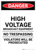 High Voltage Broadcast Equipment - Portrait Wall Sign High Voltage Broadcast Equipment - Portrait Wall Sign