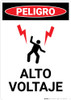 High Voltage With Graphic Spanish - Portrait Wall Sign High Voltage With Graphic Spanish - Portrait Wall Sign