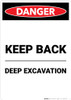 Keep Back Deep Excavation - Portrait Wall Sign Keep Back Deep Excavation - Portrait Wall Sign